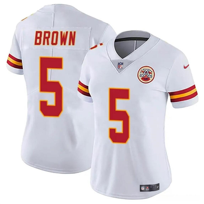 Women's Kansas City Chiefs #5 Hollywood Brown White Vapor Untouchable Limited Stitched Jersey(Run Small)